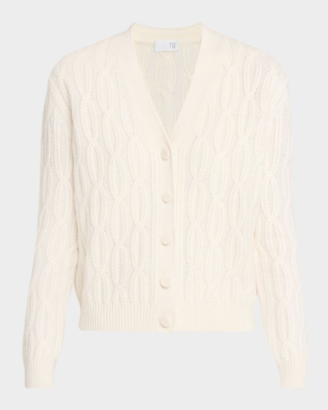 Cashmere Braided Cable-Knit Cardigan